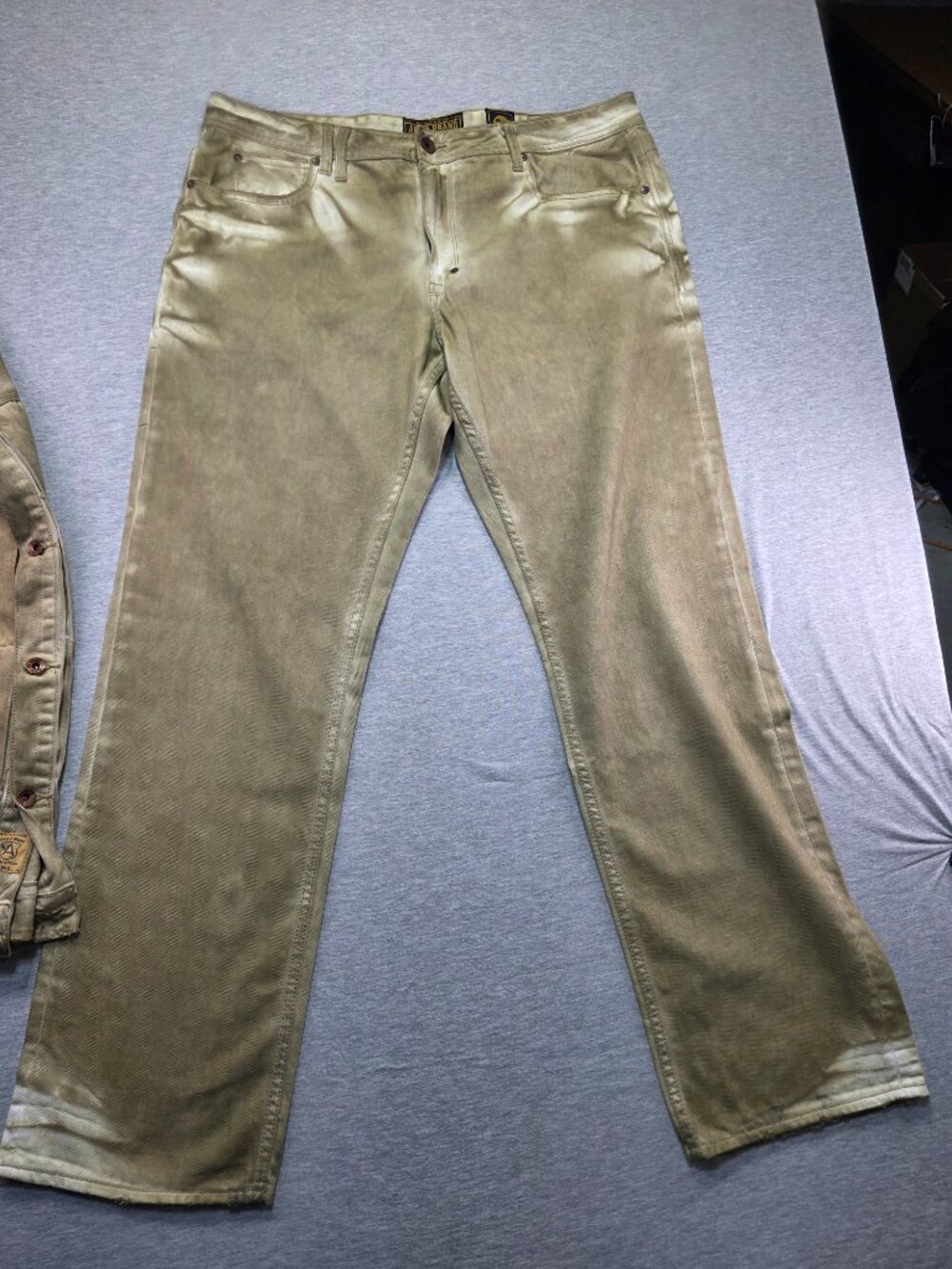 AKOO Brand Denim Vest & Jeans Set Khaki Distressed Vest 3XL / Jeans 38 - Picture 6 of 10